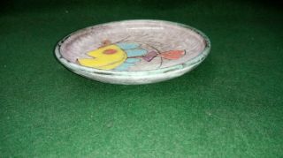 Arts and Crafts Hand painted plate / pin dish with fish design - signed to base 3