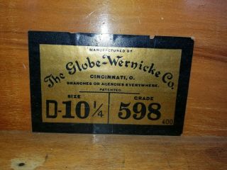 Vintage Glass Library Bookcase The Globe Wernicke Co Grade 598 Size 10 1/4 4