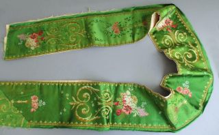 Antique c1900 FRENCH Silk BROCADE Fabric Bell Pull 80 