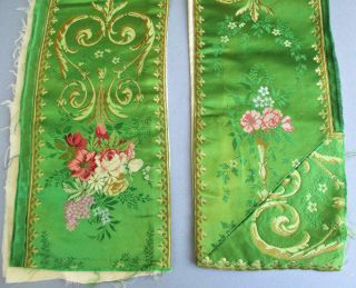 Antique c1900 FRENCH Silk BROCADE Fabric Bell Pull 80 