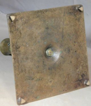18th Century Brass Candlestick Square Pan base Dutch Spanish Footed EARLY 6