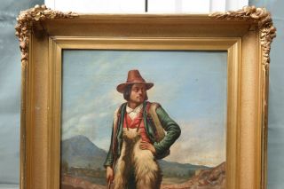 19thC Antique OLD WEST Town MEXICO Type CATTLE RUSTLER Old FRONTIERSMAN PAINTING 3