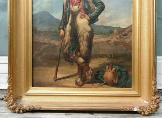 19thC Antique OLD WEST Town MEXICO Type CATTLE RUSTLER Old FRONTIERSMAN PAINTING 4