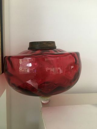 Antique Cranberry Lounge Peg Oil Lamp Fount