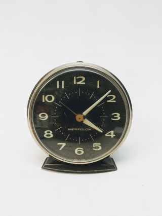 Vintage Art Deco Westclox America Ii Alarm Clock In Brown Metal Black Face