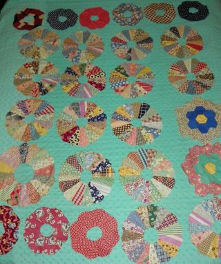 25 Dresden Plate Vtg Feedsack Quilt Blocks 2 Grandmothers Flower Garden Hand Sew