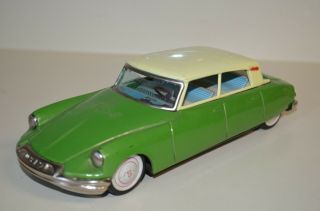 8” Bandai Japan tin friction Citroen DS19 car rare green 6