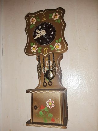 Mini Grandfather Clock,  Made In West Germany,  J.  Hauser,  Brownish Gold