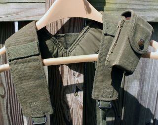 Vintage US Army Military Suspenders Ammo Pouches 1960s 2