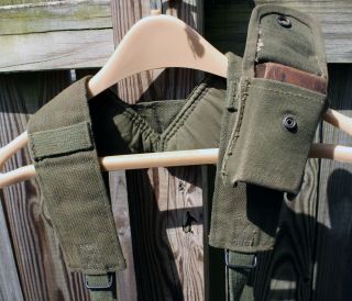 Vintage US Army Military Suspenders Ammo Pouches 1960s 3