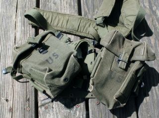Vintage US Army Military Suspenders Ammo Pouches 1960s 6
