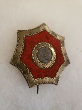 RARE LARGE CIVIL WAR HANCOCKS BADGE OF THE FIRST VETERAN ARMY CORPS RED 2