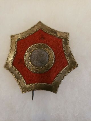 RARE LARGE CIVIL WAR HANCOCKS BADGE OF THE FIRST VETERAN ARMY CORPS RED 4