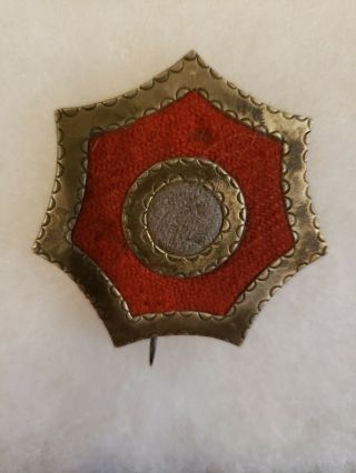 RARE LARGE CIVIL WAR HANCOCKS BADGE OF THE FIRST VETERAN ARMY CORPS RED 5