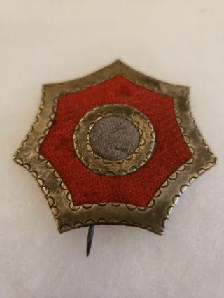 RARE LARGE CIVIL WAR HANCOCKS BADGE OF THE FIRST VETERAN ARMY CORPS RED 6