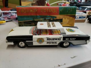 Vintage Tin Toy Highway Patrol No 5657 Taiyo Japan Friction Great Shape W/