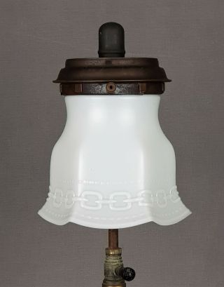 Victorian Opal Glass Gas Kerosene Oil Paraffin Mantle Lamp Shade Fits Tilley