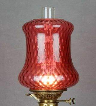 Victorian Cranberry Glass Kerosene Oil Gas Or Candle Hall Lamp Shade