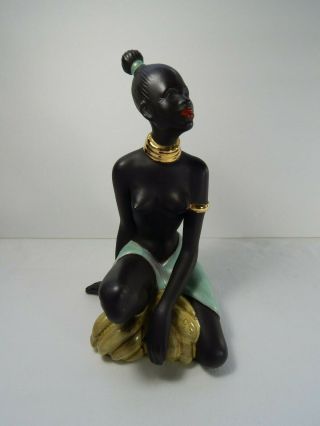 Mid Century African Black Woman Nude Ceramic Sculpture.  1950 