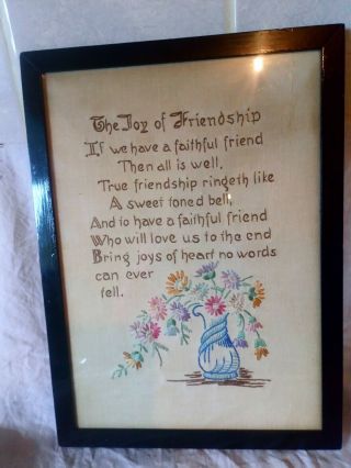 Vintage Embroidered Verse Picture Gifted 1935