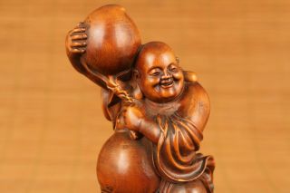 antique chinese old boxwood hand carved Maitreya buddha statue collectable 2