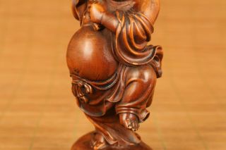antique chinese old boxwood hand carved Maitreya buddha statue collectable 3