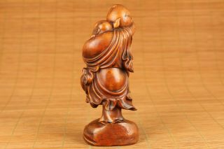 antique chinese old boxwood hand carved Maitreya buddha statue collectable 5