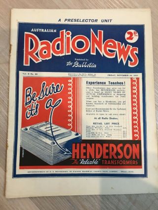 Australian Radio News Published By The Bulletin (12 X 1933 Magazines)