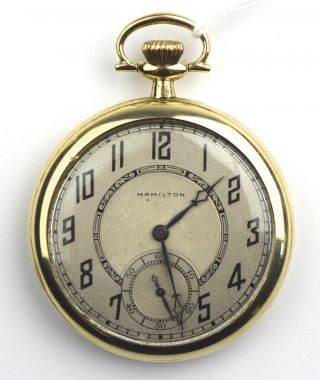 Antique Hamilton 974 Mod 2 16s Gp Open Face Pocket Watch Mb - 9