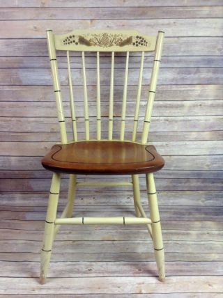 Classic Hitchcock Chair Solid Maple Stenciled Dining Chair Off White Pineapple 2