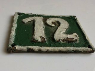 Vintage 1900 ' s Cast Iron Sign House Number 12 2