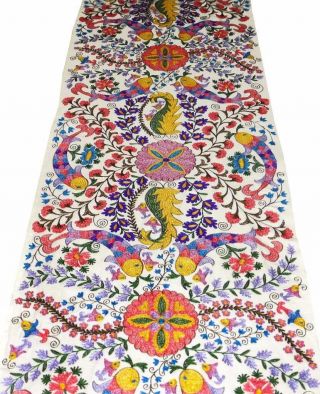 Uzbek Handcrafted Fully Silk Embroidered Cotton Suzani Fabric By Yardage A10824