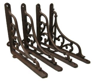 Set Of 4 Cast Iron Shelf Brackets Victorian 9 " X 9 " Hanger Antique - Style