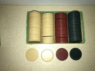 Vintage set of 100 Clay Poker Chips by US Playing Card Co. 4