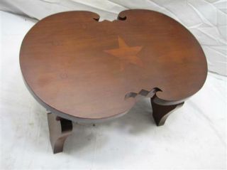 Antique Fiddle Top Wooden Stool Inlaid Star Foot Rest Decor Bench