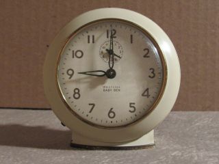 Vintage Westclox Baby Ben Alarm Clock 61 - V 3 A Cream Ivory Brass
