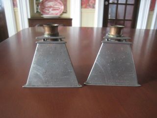 J.  M.  Route Pewter W Copper Candle Holders Artist Signed Vintage 1988 2