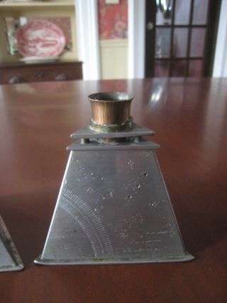 J.  M.  Route Pewter W Copper Candle Holders Artist Signed Vintage 1988 3