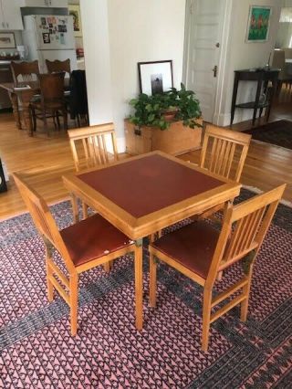 Rare Vintage Leg - O - Matic Folding Chairs And Table Set