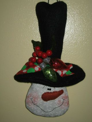 Primitive Hc Christmas Snowman Doll Shelf Sitter Ornie Bowl Filler