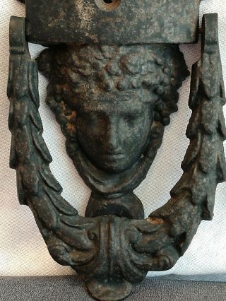 Antique Cast Iron Grecian Greek Apollo Door Knocker 4