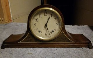 Vintage Antique Seth Thomas Tambour Mantle Clock Movement Runs,  Chimes No Key