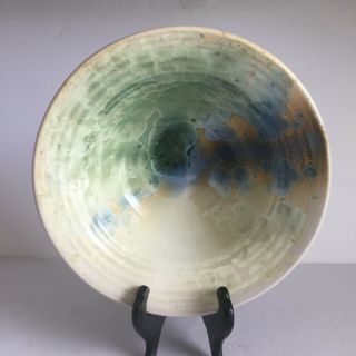 Signed Crystalline Glaze Studio Art Pottery Vase 9 1/2 " Diameter