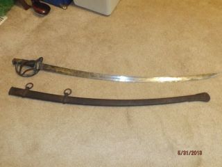 1856 Civil War Sword With Scabbard Ames Mfg Chicopee Mass 3