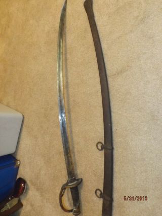 1856 Civil War Sword With Scabbard Ames Mfg Chicopee Mass 4