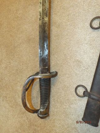 1856 Civil War Sword With Scabbard Ames Mfg Chicopee Mass 5