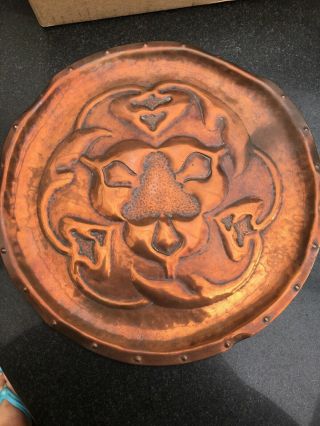 Arts And Crafts Decorated Copper Dish.