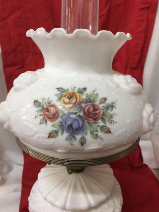 Phoenix Lamp Gone With The Wind Hurricane 3 Way Lamp Raised Roses Vintage 3