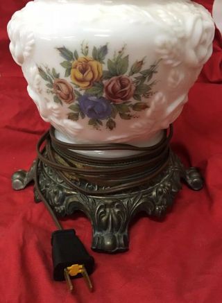 Phoenix Lamp Gone With The Wind Hurricane 3 Way Lamp Raised Roses Vintage 5
