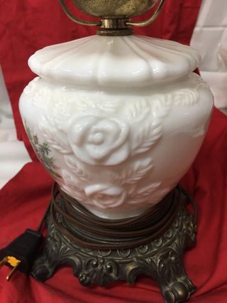 Phoenix Lamp Gone With The Wind Hurricane 3 Way Lamp Raised Roses Vintage 7